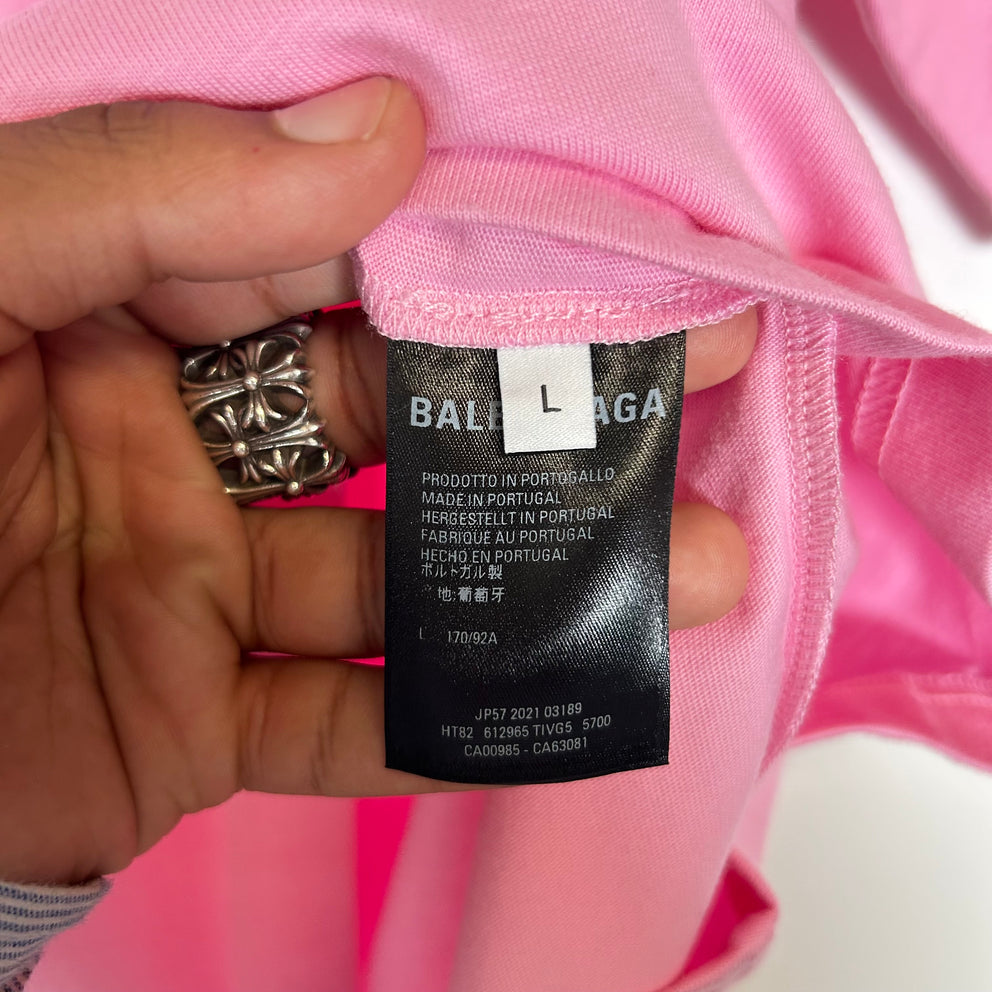 Balenciaga Pink Logo T-shirt Size L