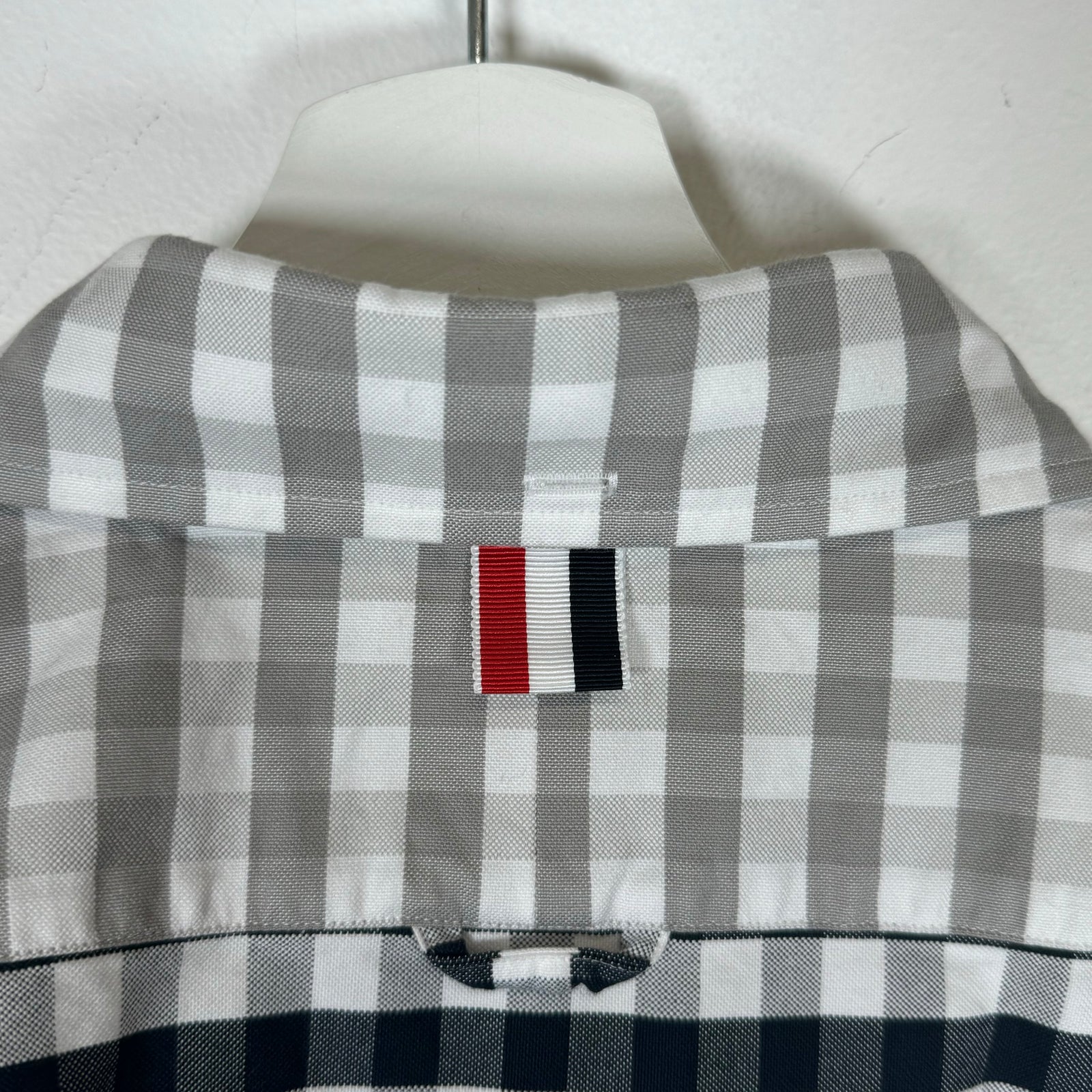 Thom Browne Grey/Navy Flannel Shirt Size 2