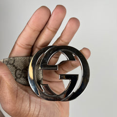 Gucci Beige GG Supreme Leather Belt Size 95