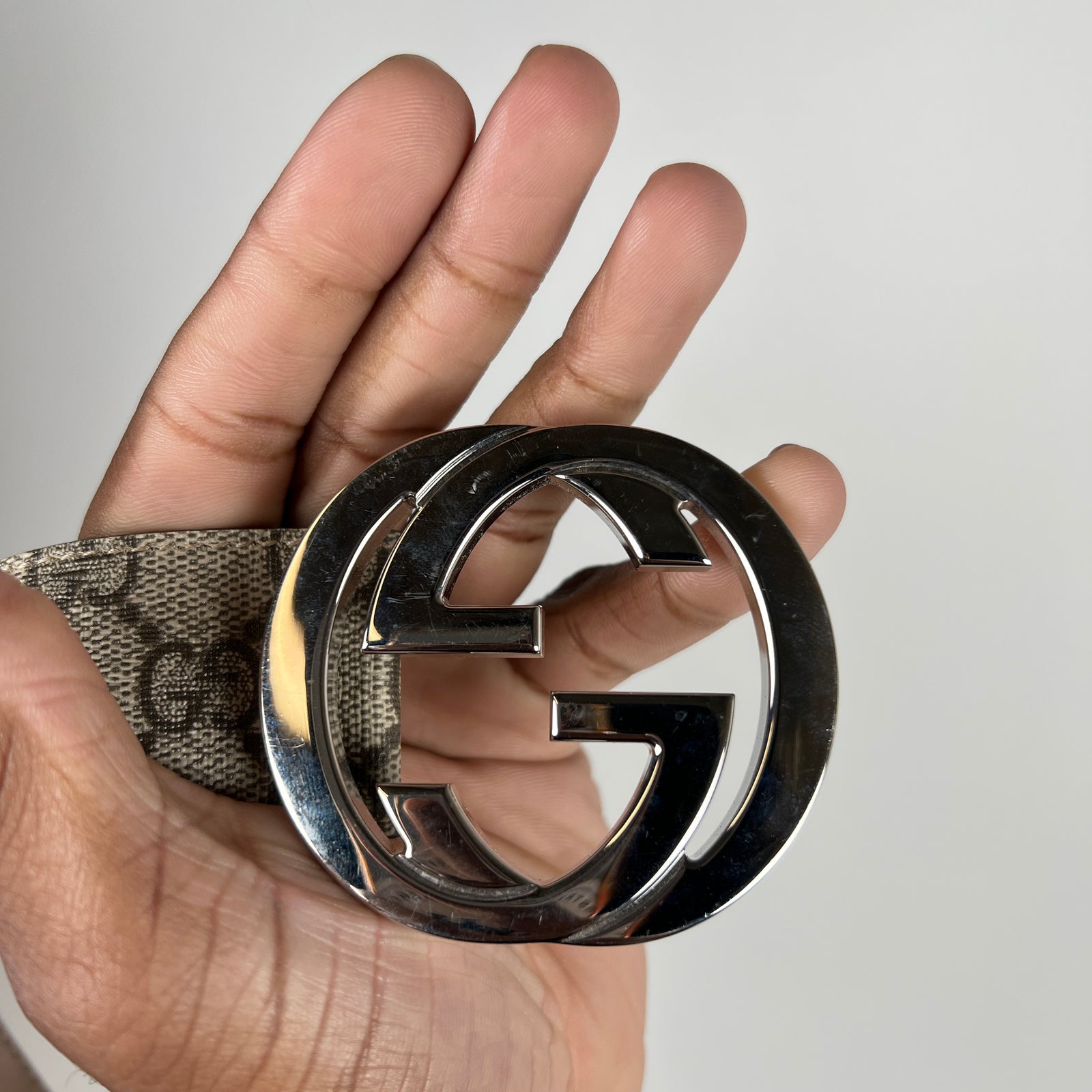 Gucci Beige GG Supreme Leather Belt Size 95
