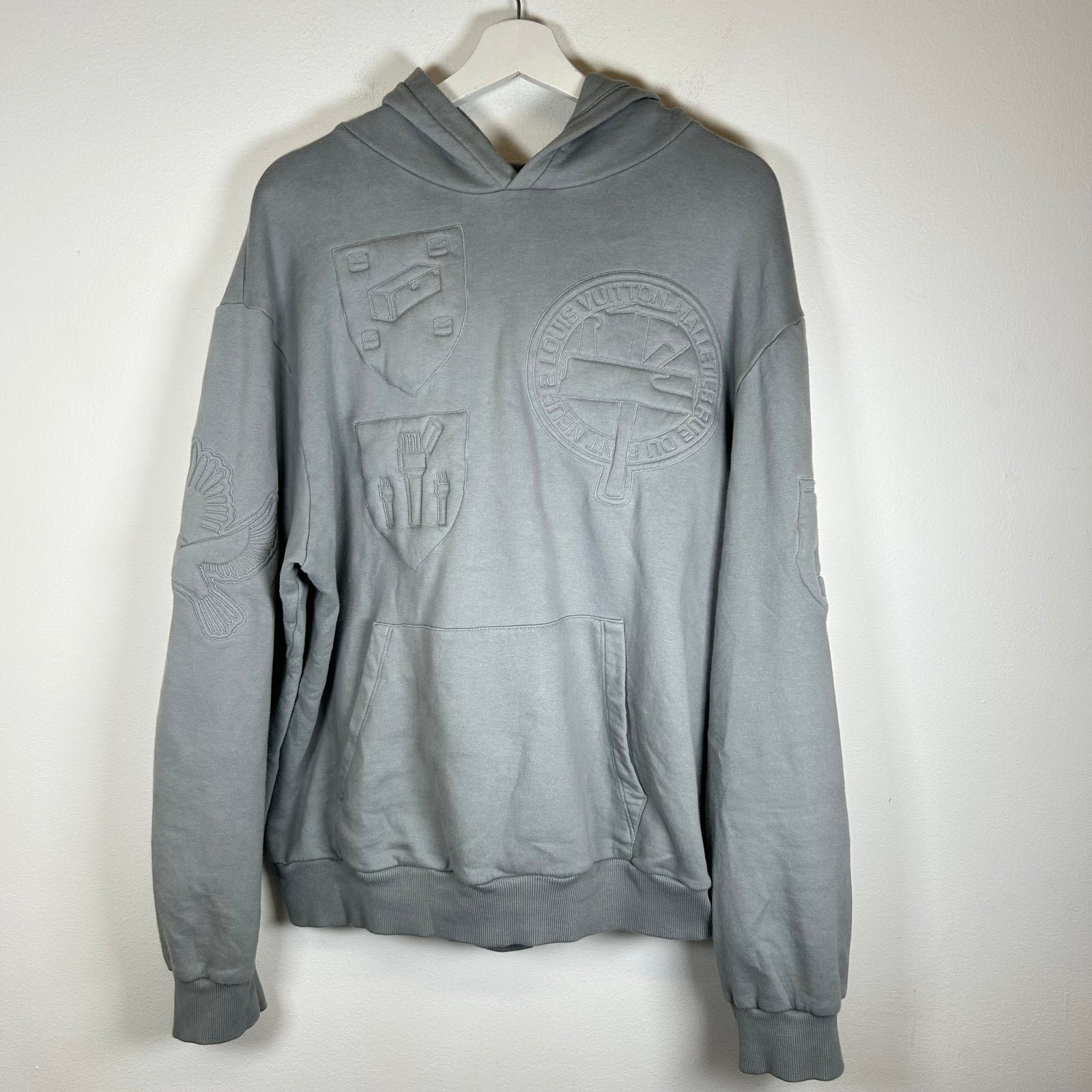 Louis Vuitton Grey Virgil Embroidered Hoodie Size M