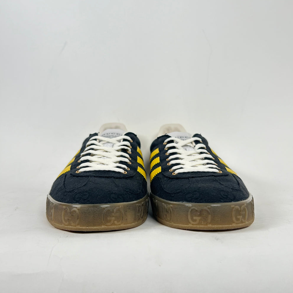 Gucci x Adidas Black/Yellow GG Monogram Gazelle Sneaker Size 13.5
