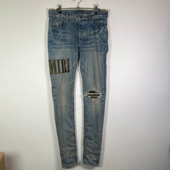 Amiri Clay Indigo Core Logo Camo Applique Jeans