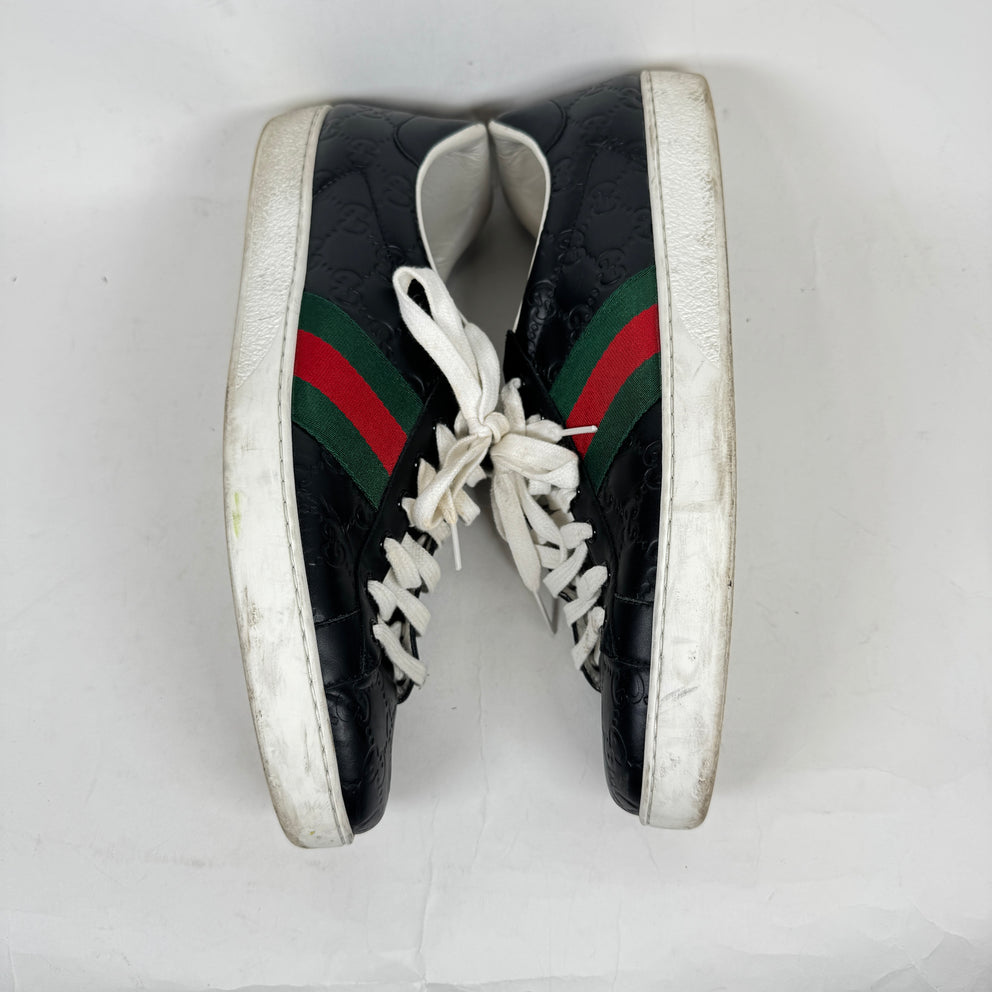 Gucci Black GG Embossed Ace Sneaker Size GG 12