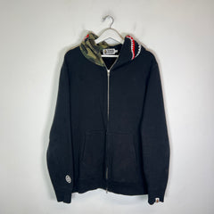 Bape Black ABC Camo Shark Head Full-Zip Hoodie Size XL