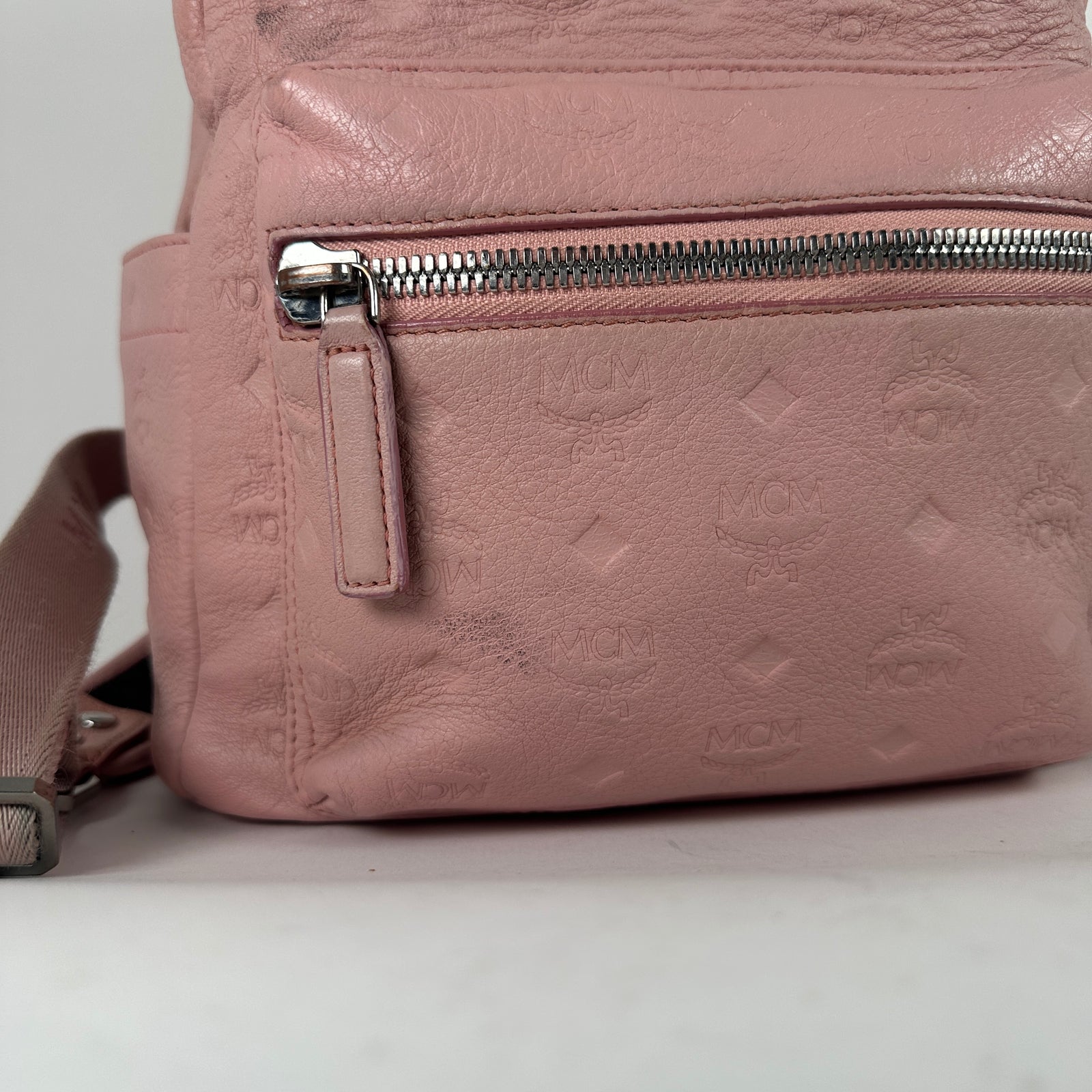 Mcm Pink Logo Emprinte Backpack