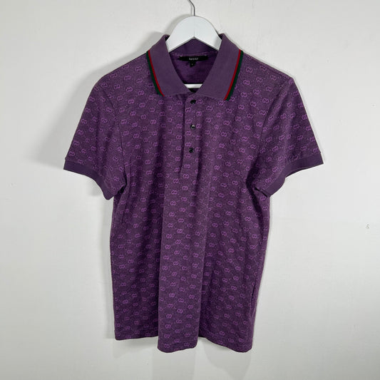 Gucci Purple Monogram Polo Shirt Size L