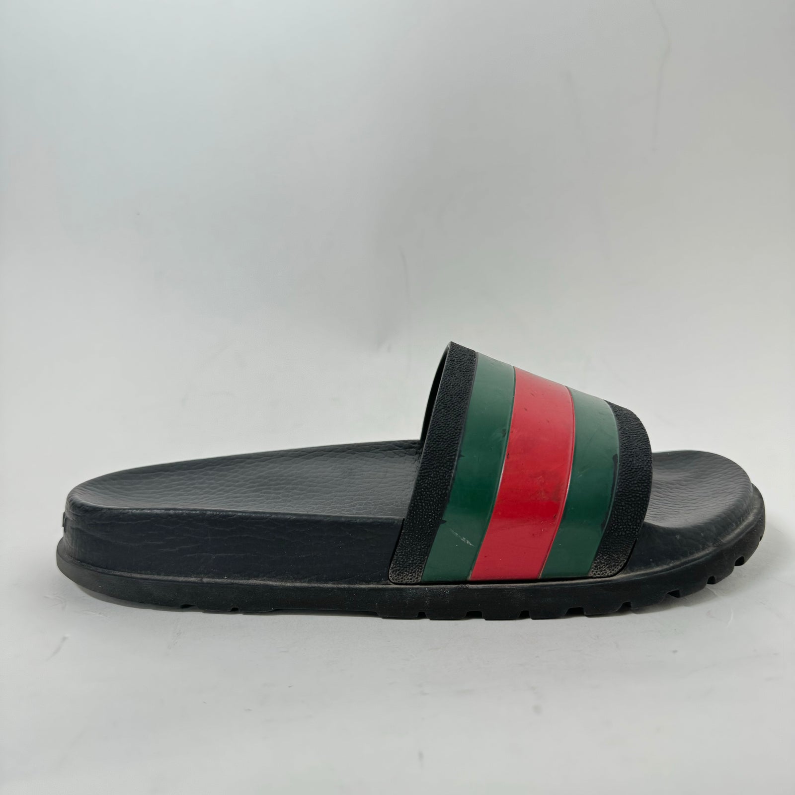 Gucci Black Signature Stripe Slides Size 9