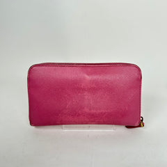 Prada Pink Saffiano Zip-Around Wallet