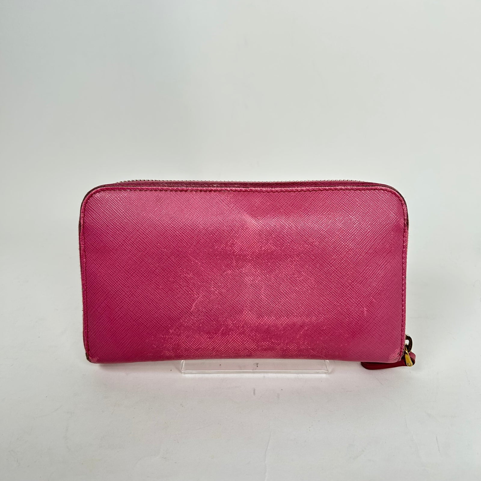 Prada Pink Saffiano Zip-Around Wallet