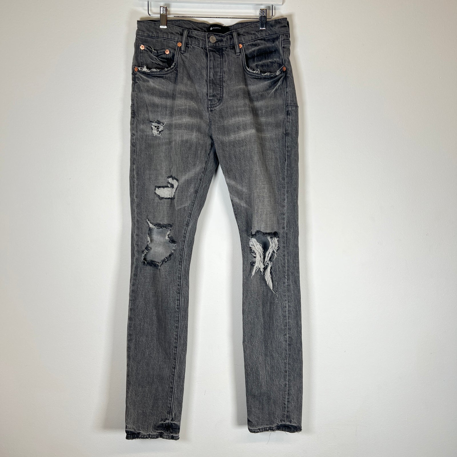 Purple Grey Distressed Jeans Size 32