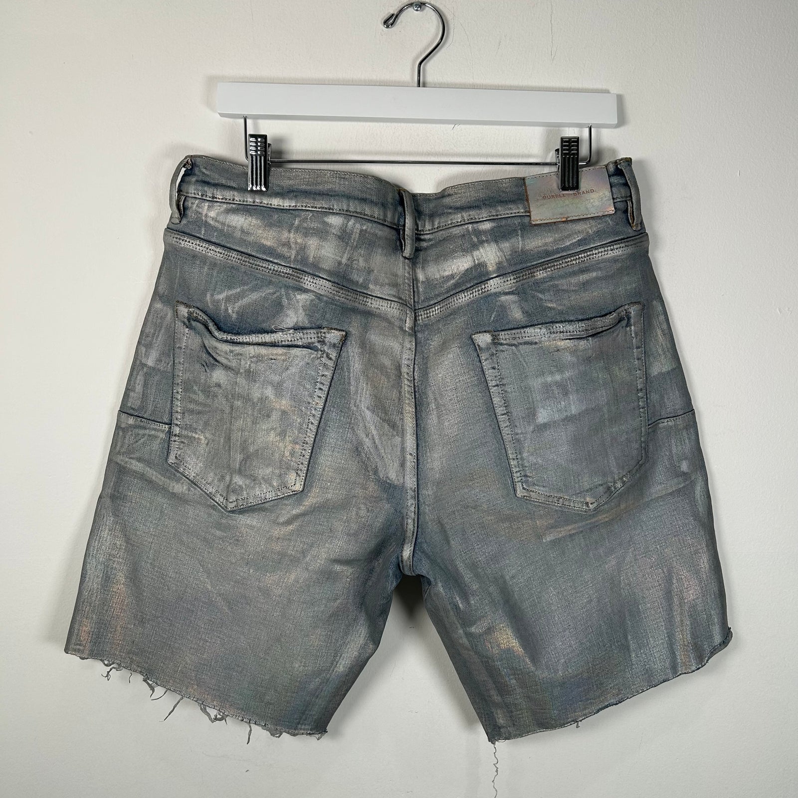 Purple Iridescent Waxed Denim Shorts Size 34
