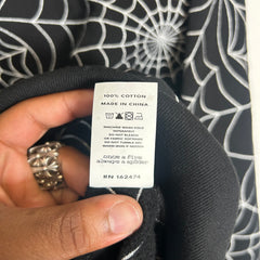Sp5der Black All Over Web Hoodie Size M