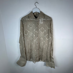 Gucci Sheer Leaves Tan Button Up Shirt Size M