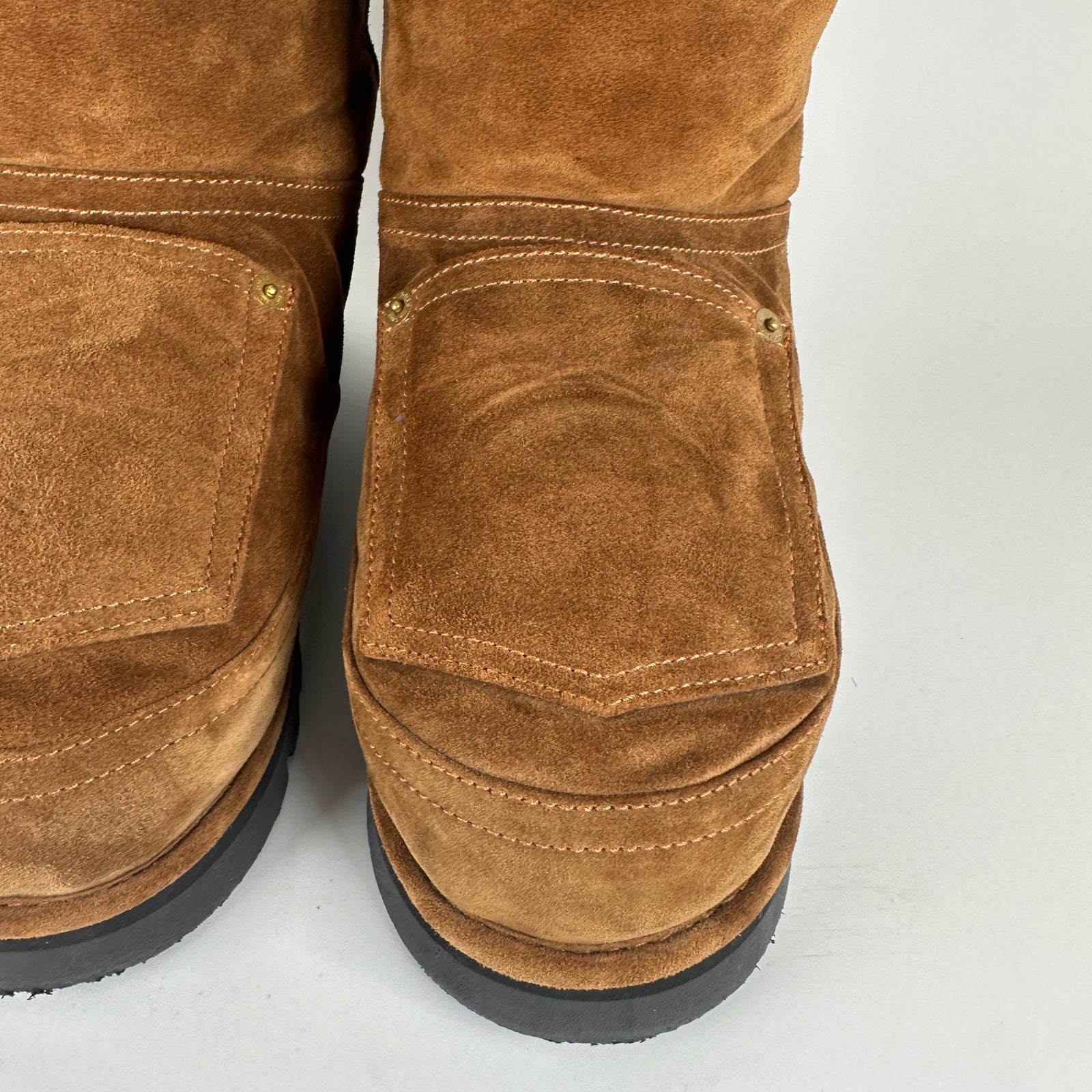 Acne Studios Brown Shearling Leather Cargo Boot Size 42