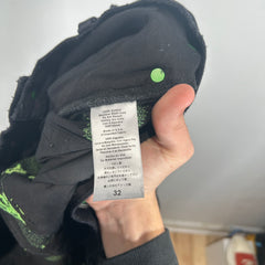 Endless Black/Neon Green Embroidered Denim Jeans Size 32