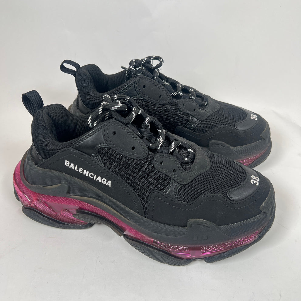 Balenciaga Black/Pink Triple S Sneaker Size 38