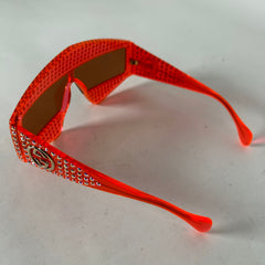 Gucci Shield Orange Crystal Hollywood Forever Sunglasses