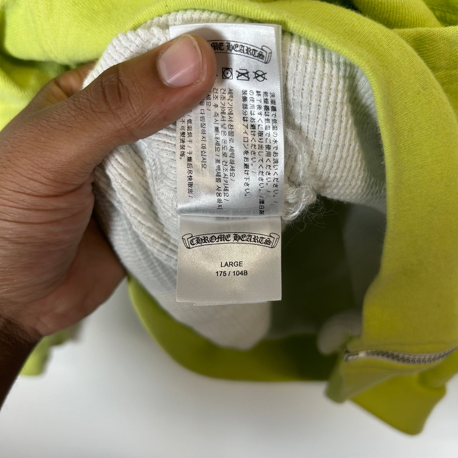 Chrome Hearts Matty Boy Neon Yellow Link Zip Up Hoodie Size L
