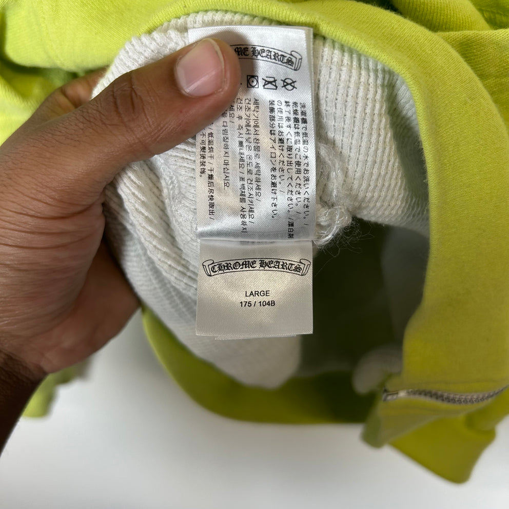 Chrome Hearts Matty Boy Neon Yellow Link Zip Up Hoodie Size L