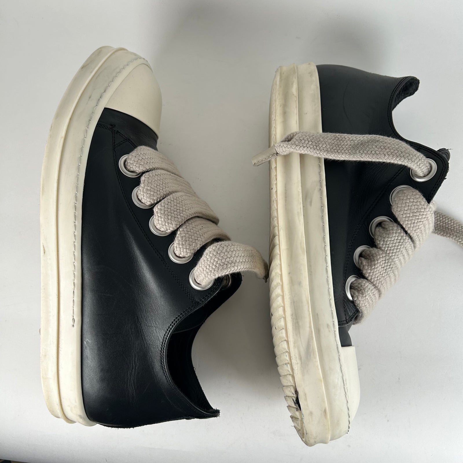 Rick Owens Black Leather Jumbo Lace Ramones Size 10.5