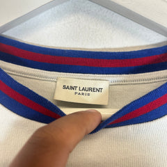 Saint Laurent Striped Appliqued Logo Tee Size L