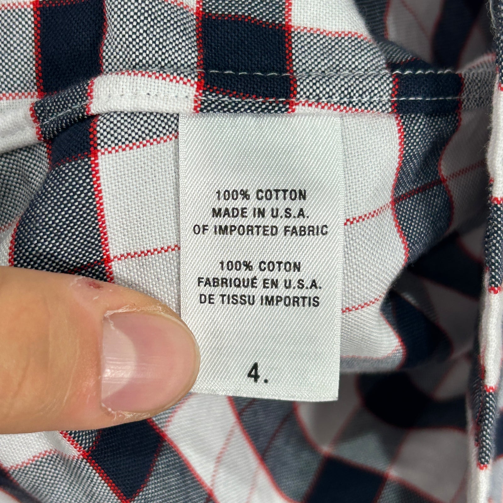 Thom Browne Plaid Shirt Size 4