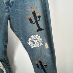 Off-White Levi's x Denim Tears 501 "Message In A Tear" Blue Jeans Size 36