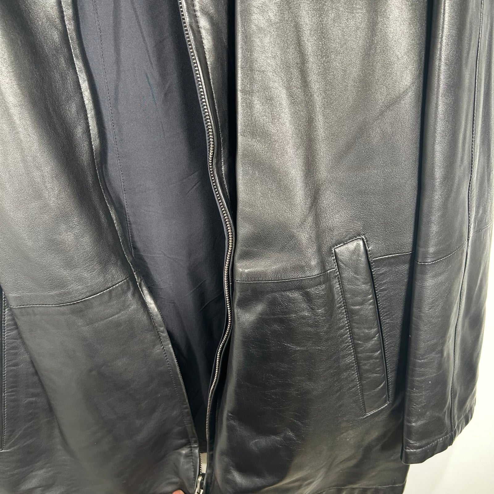 Salvatore Ferragamo Reversible Long Leather Jacket Size 48