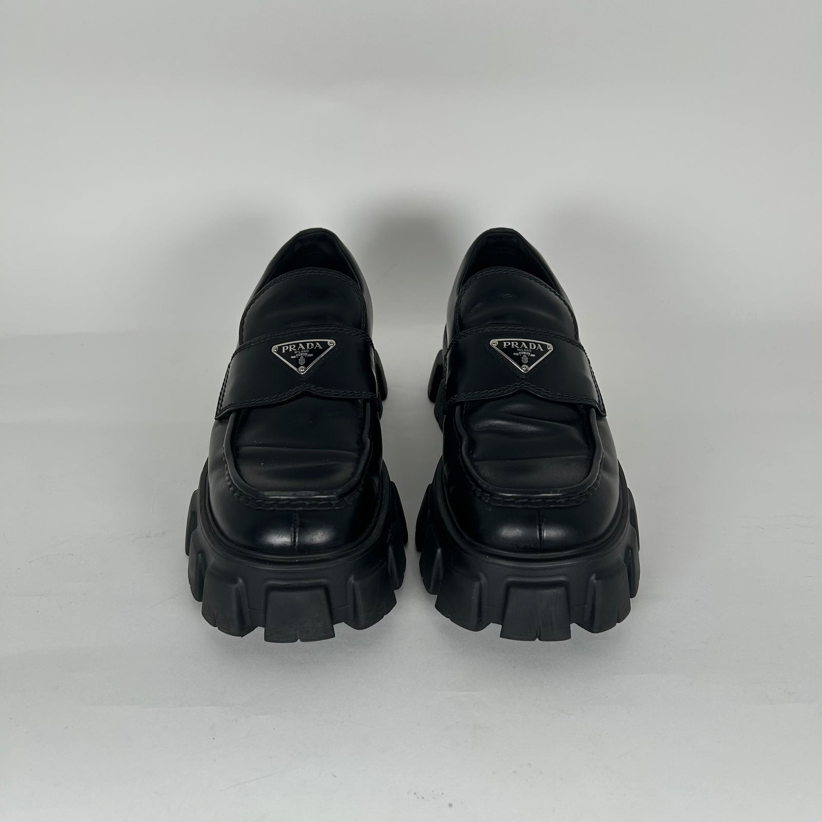 Prada Black Monolith Leather Sneaker Size 10