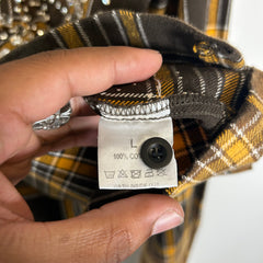 Vale Yellow/Brown Forever Rhinestone Flannel Size L
