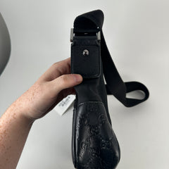 Gucci Black Leather Embossed Cross Body
