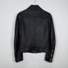 Burberry Brit Navy Leather Zip-Up Jacket Size S