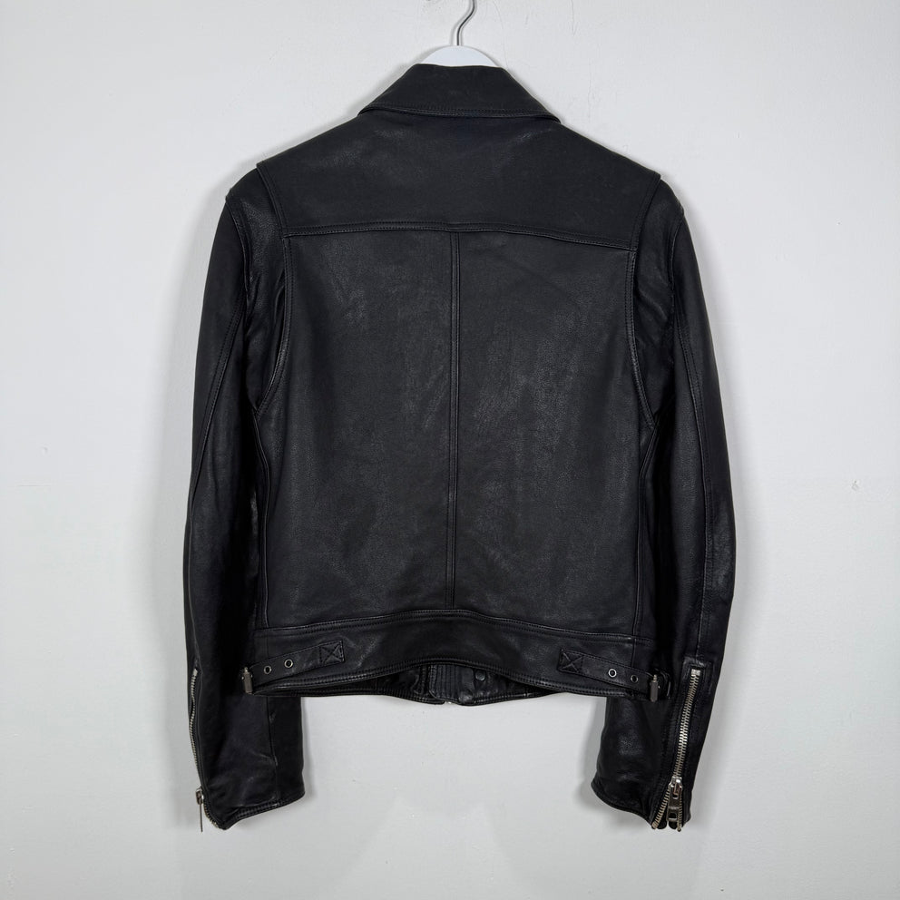 Burberry Brit Navy Leather Zip-Up Jacket Size S