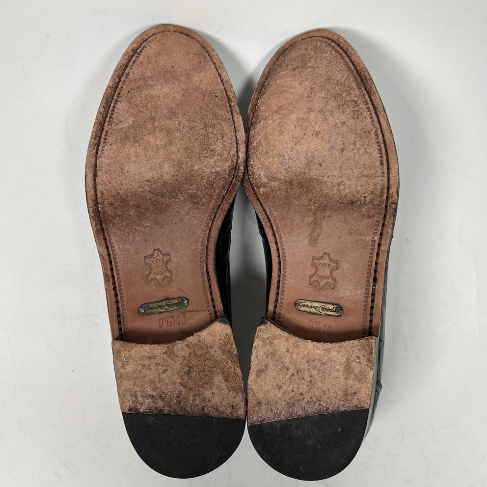 Maus & Hoffman Black Crocodile Loafers Size 9.5