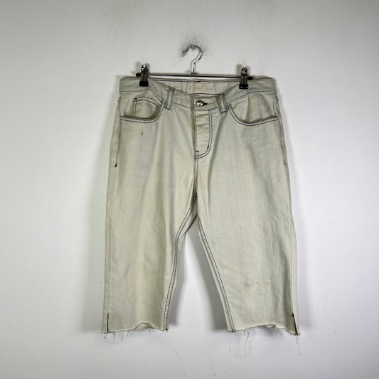 Enfants Riches Deprimes White Patch Denim Cut-Off Shorts Size 31