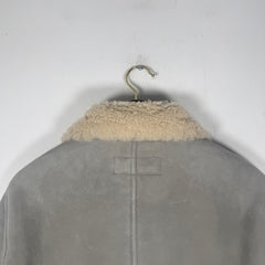 Ralph Lauren Purple Label Grey Sherling Leather Bomber Jacket Size S