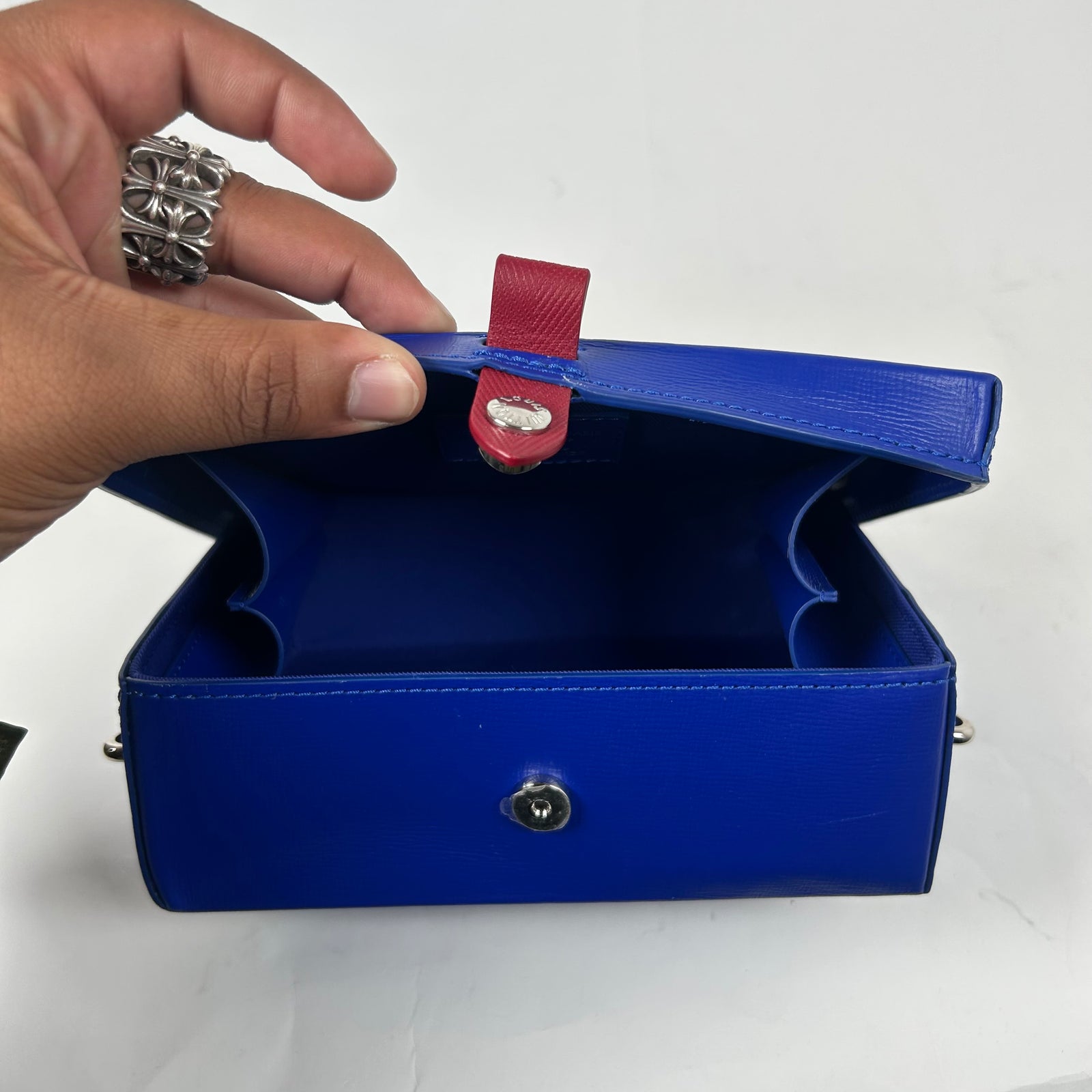 Louis Vuitton Blue Leather Shopper Crossbody Bag