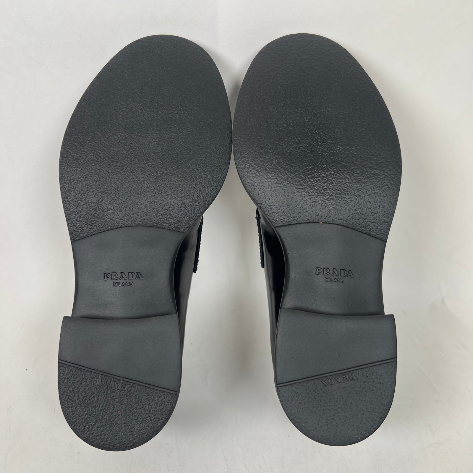 Prada Black Chocolate Triangle Logo Loafers Size 36