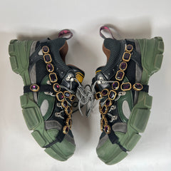 Gucci Green/Black Crystal Flashtrek Sneaker Size GG 10.5