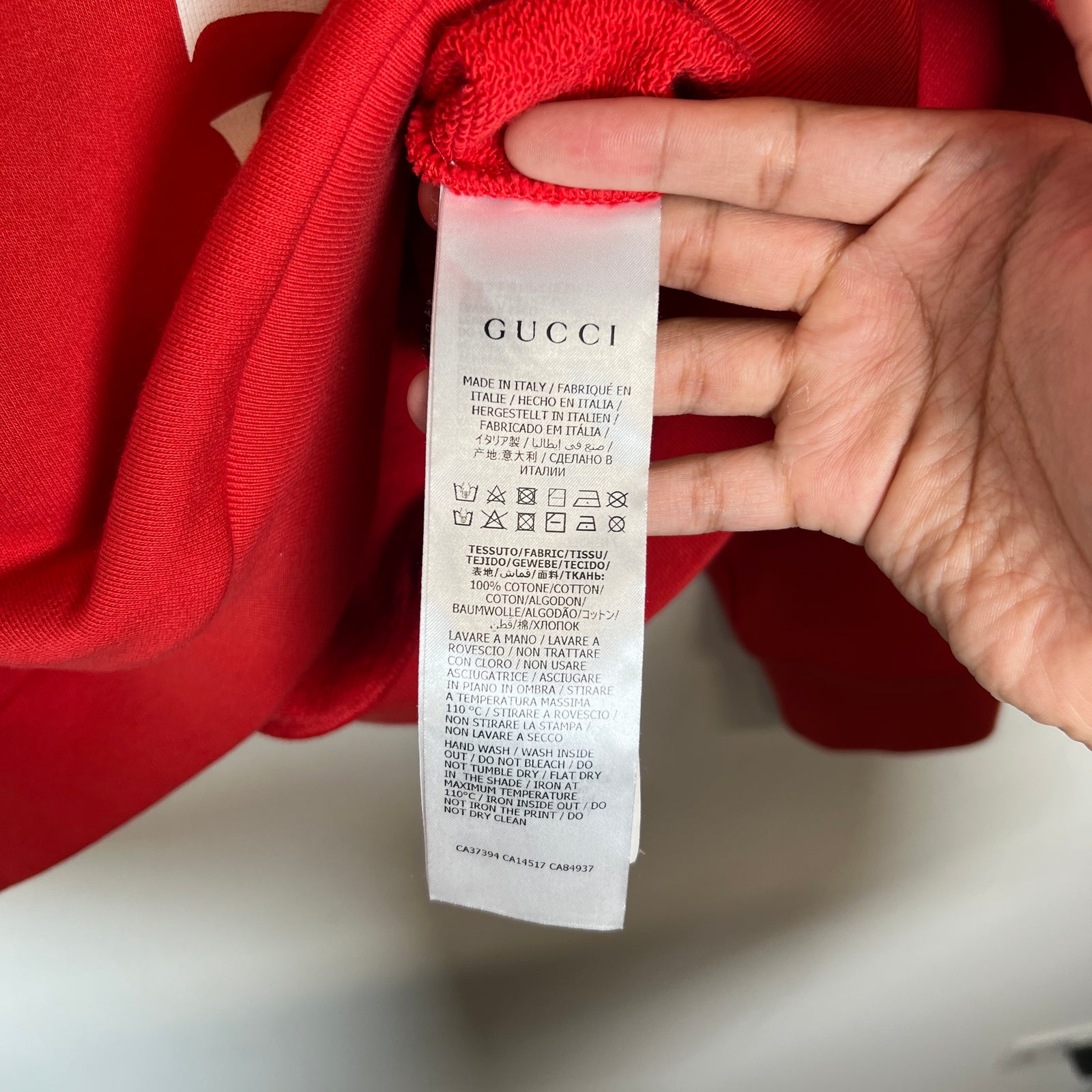 Gucci Red Vertical Logo Hoodie Size S