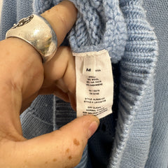 Helmut Lang Distressed Blue Wool Sweater Size M