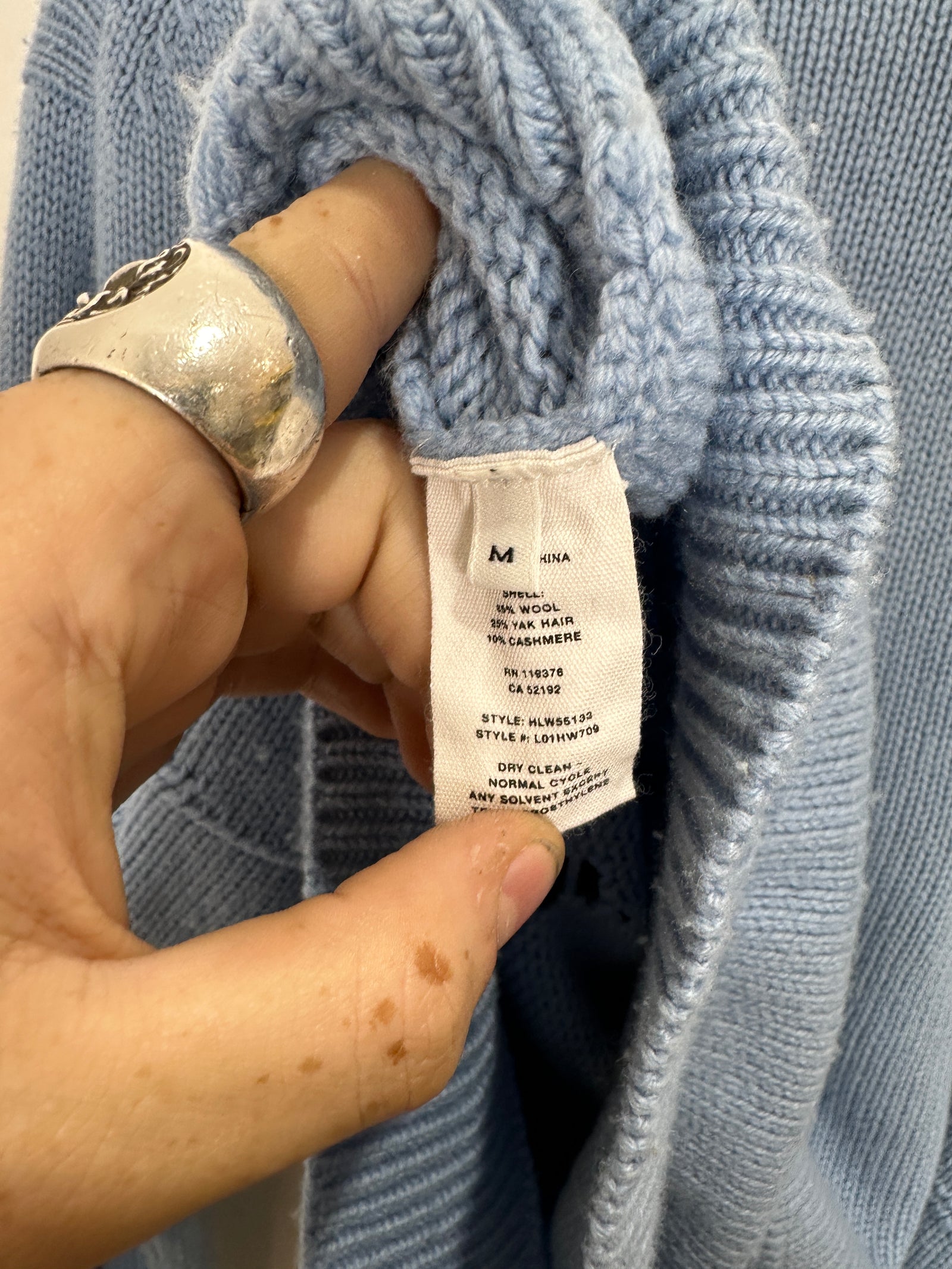 Helmut Lang Distressed Blue Wool Sweater Size M