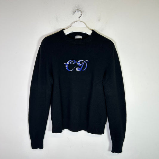Dior x Kenny Scharf Black CD Logo Cashmere Sweater Size S