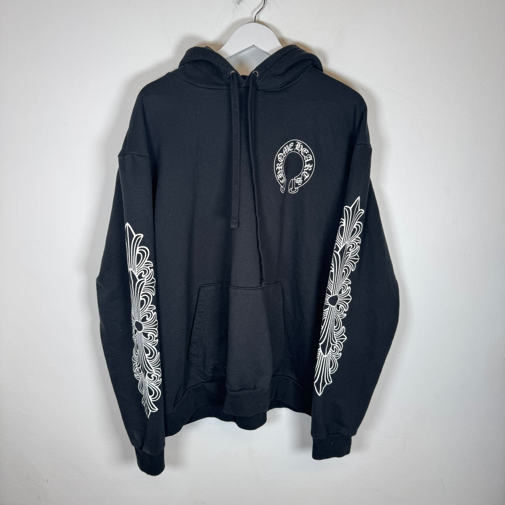 Chrome Hearts Black Floral Horseshoe Hoodie Size XL