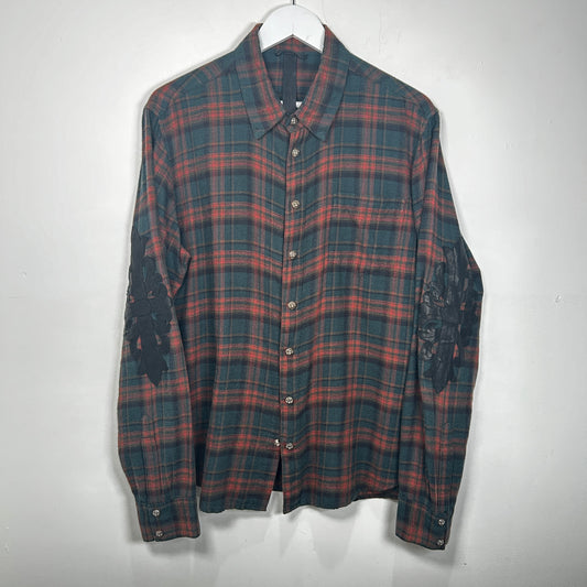 Chrome Hearts Brown/Green Floral Cross Patch Flannel Size L