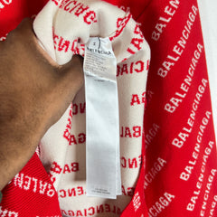 Balenciaga Red All Over Logo Crewneck Size S