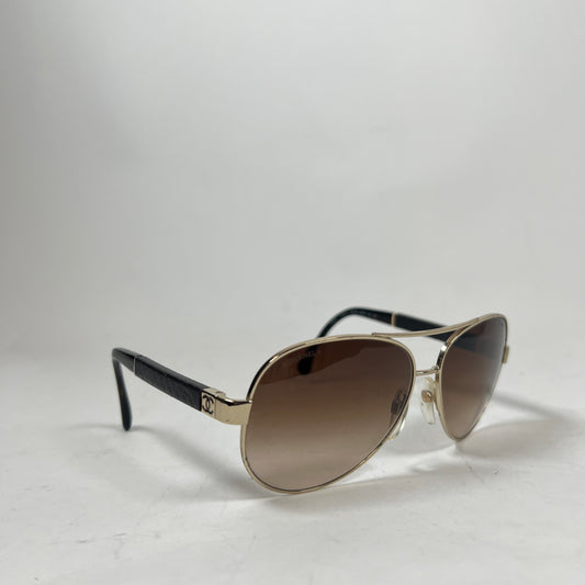 Chanel Lambskin Quilted CC Aviator Sunglasses