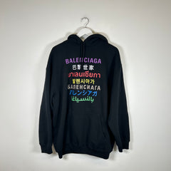 Balenciaga Black Languages Medium Fit Hoodie Size L