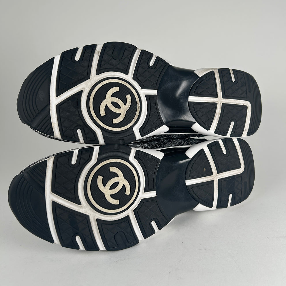 Chanel Tweed Technical Knit Interlocking CC Trainer Size 45